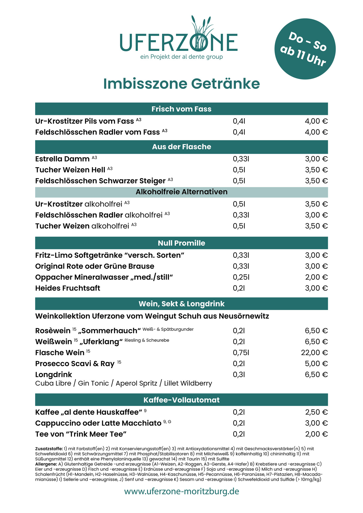 UFERZONE - Sand & See Bar - Imbisskarte 
